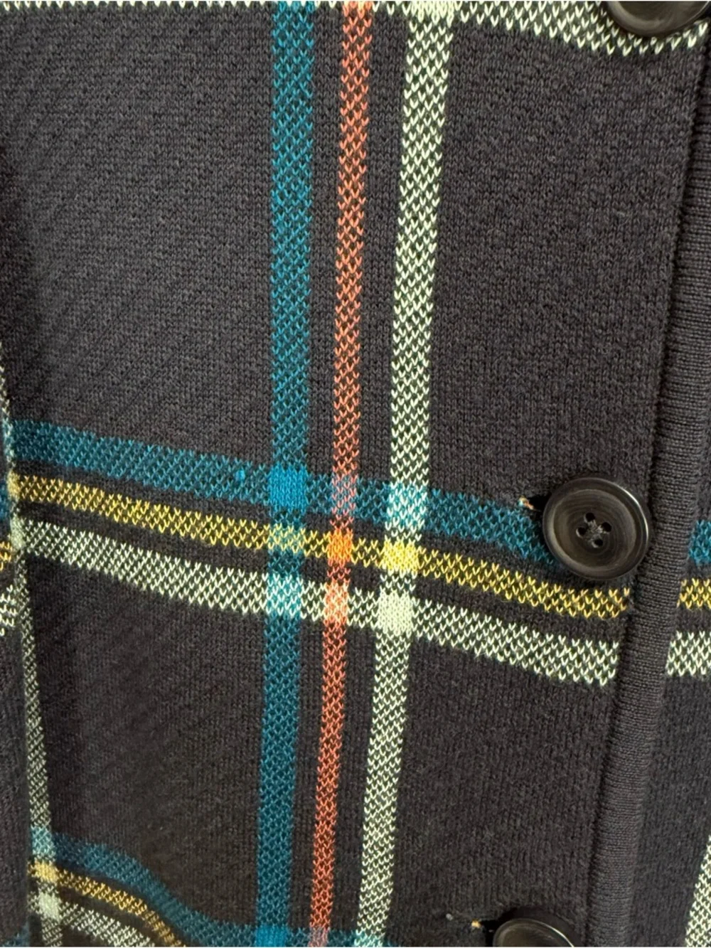 Talbots Cardigan Sweater Womens Medium Blue Multicolor Plaid Buttons Knit NWT - Picture 4 of 9